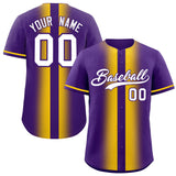 Custom Purple Gold Lapel Gradient Fashion Authentic Baseball Jersey