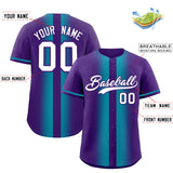 Custom Purple Aqua Lapel Gradient Fashion Authentic Baseball Jersey