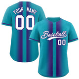Custom Aqua Purple Lapel Gradient Fashion Authentic Baseball Jersey