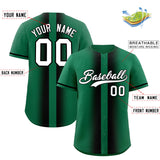 Custom Kelly Green Black Lapel Gradient Fashion Authentic Baseball Jersey