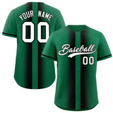 Custom Kelly Green Black Lapel Gradient Fashion Authentic Baseball Jersey
