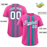 Custom Pink Aqua Lapel Gradient Fashion Authentic Baseball Jersey