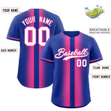 Custom Royal Pink Lapel Gradient Fashion Authentic Baseball Jersey