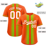 Custom Orange Neon Green Lapel Gradient Fashion Authentic Baseball Jersey