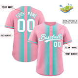 Custom Light Pink Bright Green Lapel Gradient Fashion Authentic Baseball Jersey