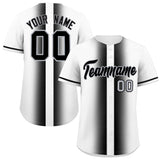 Custom White Black Lapel Gradient Fashion Authentic Baseball Jersey