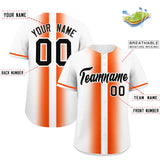 Custom White Orange Lapel Gradient Fashion Authentic Baseball Jersey