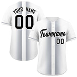 Custom White Silver Lapel Gradient Fashion Authentic Baseball Jersey