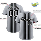 Custom Silver Black Lapel Gradient Fashion Authentic Baseball Jersey