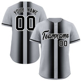 Custom Silver Black Lapel Gradient Fashion Authentic Baseball Jersey