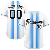 Custom White Powder Blue Lapel Gradient Fashion Authentic Baseball Jersey