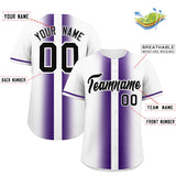 Custom White Purple Lapel Gradient Fashion Authentic Baseball Jersey