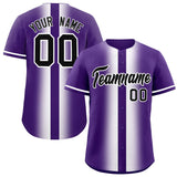 Custom Purple White Lapel Gradient Fashion Authentic Baseball Jersey
