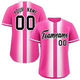 Custom Pink White Lapel Gradient Fashion Authentic Baseball Jersey