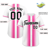 Custom White Pink Lapel Gradient Fashion Authentic Baseball Jersey