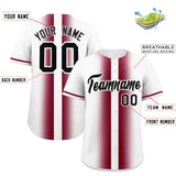 Custom White Crimson Lapel Gradient Fashion Authentic Baseball Jersey