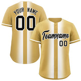 Custom Old Gold White Lapel Gradient Fashion Authentic Baseball Jersey