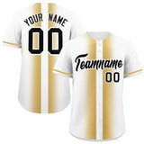 Custom White Old Gold Lapel Gradient Fashion Authentic Baseball Jersey