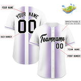 Custom White Light Purple Lapel Gradient Fashion Authentic Baseball Jersey