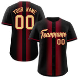 Custom Black Crimson Lapel Gradient Fashion Authentic Baseball Jersey
