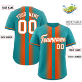 Custom Aqua Orange Lapel Gradient Fashion Authentic Baseball Jersey