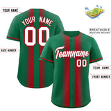 Custom Kelly Green Red Lapel Gradient Fashion Authentic Baseball Jersey