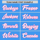 Custom Powder Blue Pink Lapel Gradient Fashion Authentic Baseball Jersey