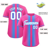 Custom Pink Powder Blue Lapel Gradient Fashion Authentic Baseball Jersey
