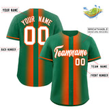 Custom Kelly Green Orange Lapel Gradient Fashion Authentic Baseball Jersey