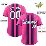 Custom Pink Navy Lapel Gradient Fashion Authentic Baseball Jersey