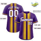 Custom Purple Gold Lapel Gradient Fashion Authentic Baseball Jersey
