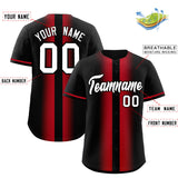 Custom Black Red Lapel Gradient Fashion Authentic Baseball Jersey