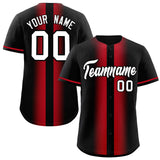 Custom Black Red Lapel Gradient Fashion Authentic Baseball Jersey