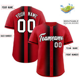 Custom Red Black Lapel Gradient Fashion Authentic Baseball Jersey