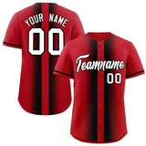 Custom Red Black Lapel Gradient Fashion Authentic Baseball Jersey