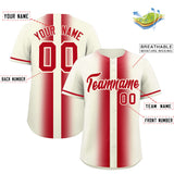 Custom Cream Red Lapel Gradient Fashion Authentic Baseball Jersey
