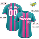 Custom Aqua Pink Lapel Gradient Fashion Authentic Baseball Jersey