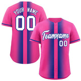 Custom Pink Royal Lapel Gradient Fashion Authentic Baseball Jersey