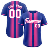 Custom Royal Pink Lapel Gradient Fashion Authentic Baseball Jersey
