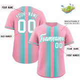 Custom Light Pink Bright Green Lapel Gradient Fashion Authentic Baseball Jersey