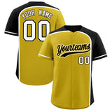 Custom Old Gold Black Personalized Color Block Authentic Baseball jersey