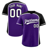 Custom Purple Black Personalized Color Block Authentic Baseball jersey