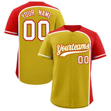 Custom Old Gold Red Personalized Color Block Authentic Baseball jersey