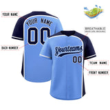 Custom Light Blue Navy Personalized Color Block Authentic Baseball jersey