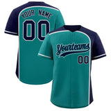 Custom Aqua Navy Personalized Color Block Authentic Baseball jersey