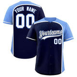 Custom Navy Light Blue Personalized Color Block Authentic Baseball jersey