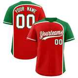 Custom Red Kelly Green Personalized Color Block Authentic Baseball jersey