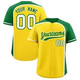 Custom Gold Kelly Green Personalized Color Block Authentic Baseball jersey