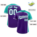 Custom Purple Aqua Personalized Color Block Authentic Baseball jersey
