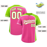 Custom Pink Neon Green Personalized Color Block Authentic Baseball jersey